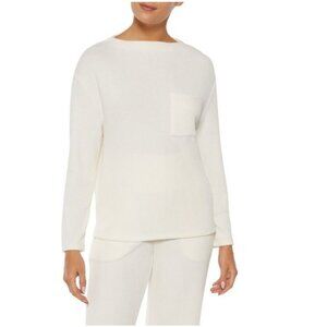 Three Dots Womens Bexley Chest Pocket Long Sleeves Top White Size XS NWT